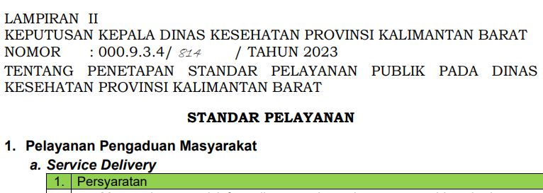 SOP Pelayanan Pengaduan