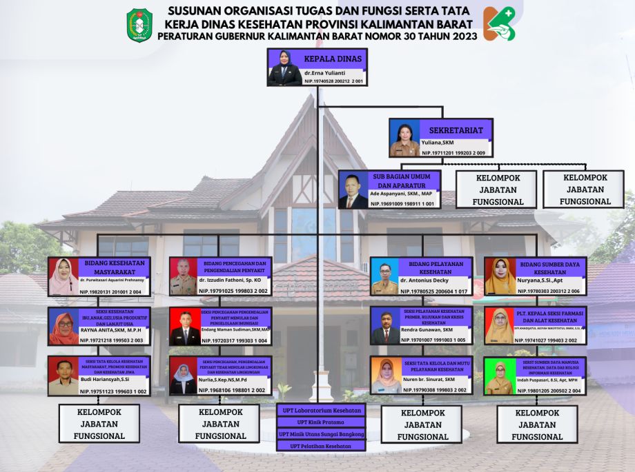 Struktur Organisasi Dinkes Berdasarkan Peraturan Gubernur Kalimantan Barat Tahun 2023